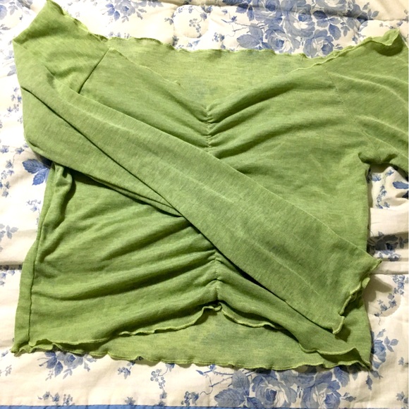 Dazy XL soft sheer cropped rouched long sleeve top - Picture 1 of 3